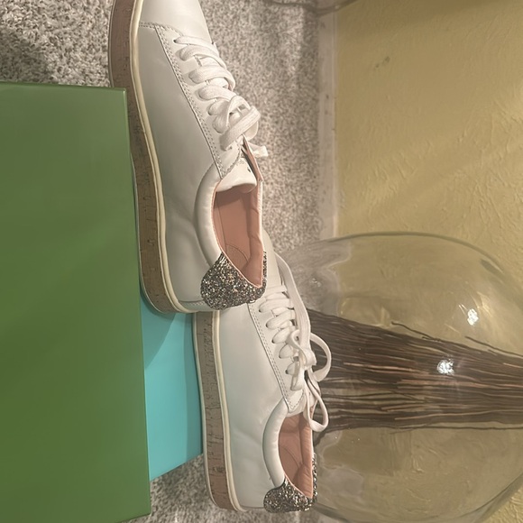Like new white pair with glitter on back Kate Spade sneakers - Picture 5 of 8